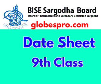 9th Class Date Sheet 2024 BISE Sargodha Board