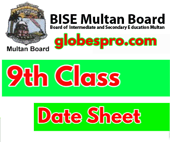 9th Class Date Sheet BISE Multan Board 2024