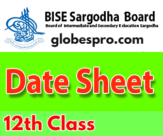 12th Class 2nd Year Date Sheet 2024 BISE Sargodha Board