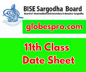 1st Year 11th Class Date Sheet 2024 BISE Sargodha Board